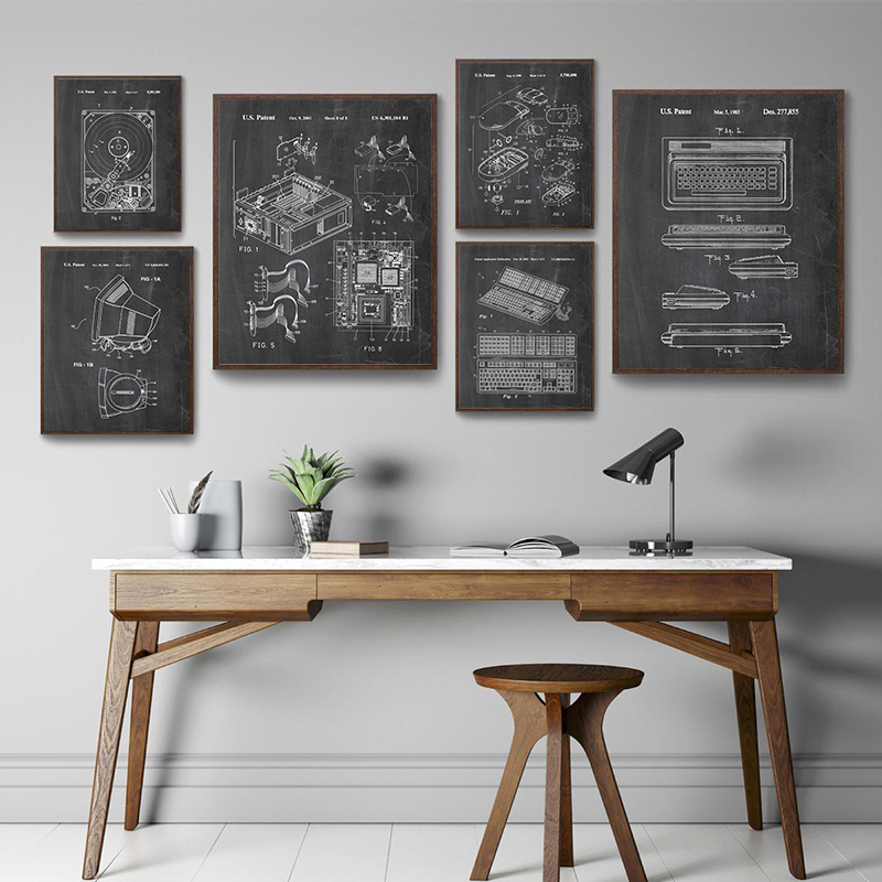 6Pcs Vintage Computer Patent W - огляд і ціна Office Tech Decor